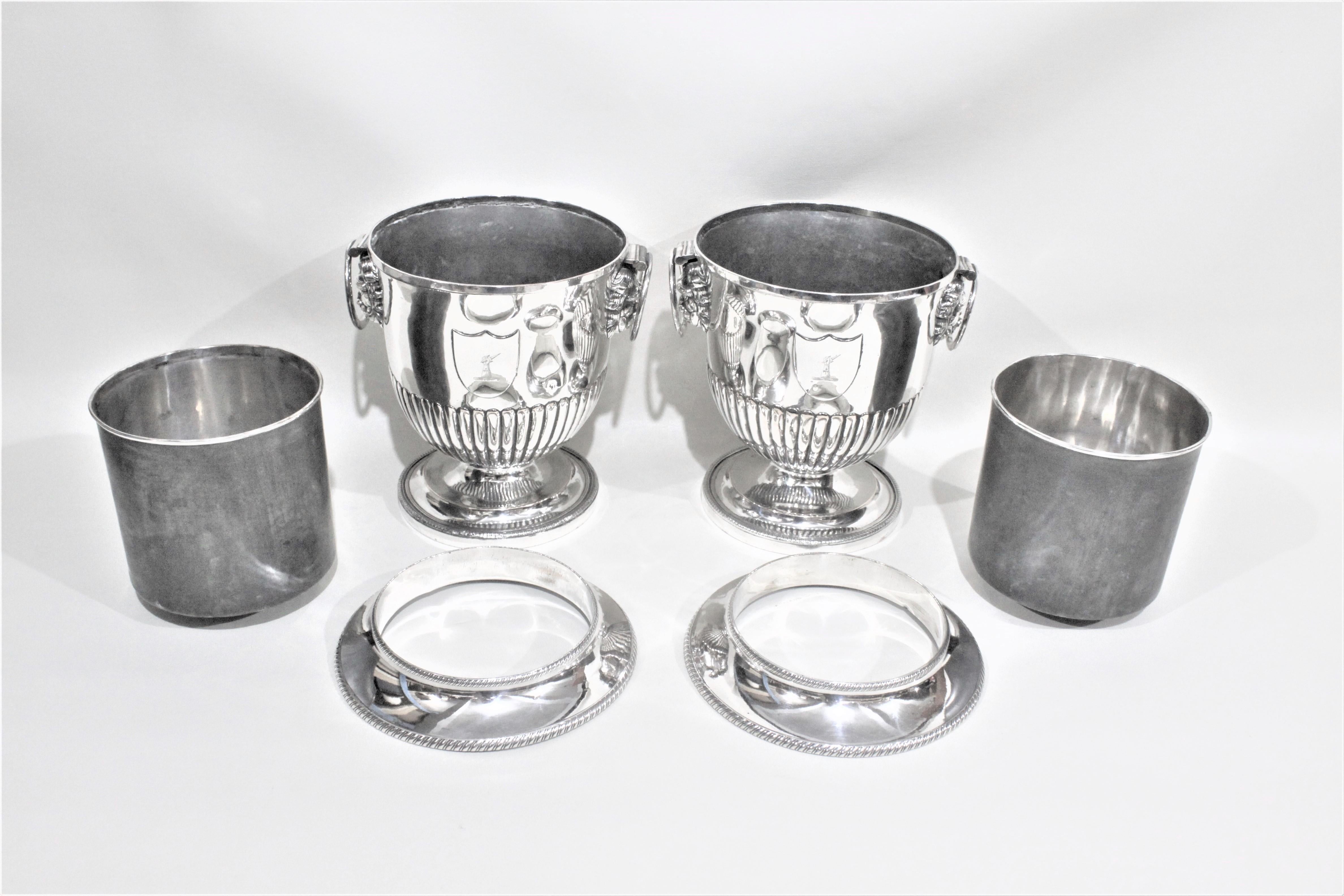 Pair of Antique Sheffield Regency Style Silver Plated Wine Coolers 6