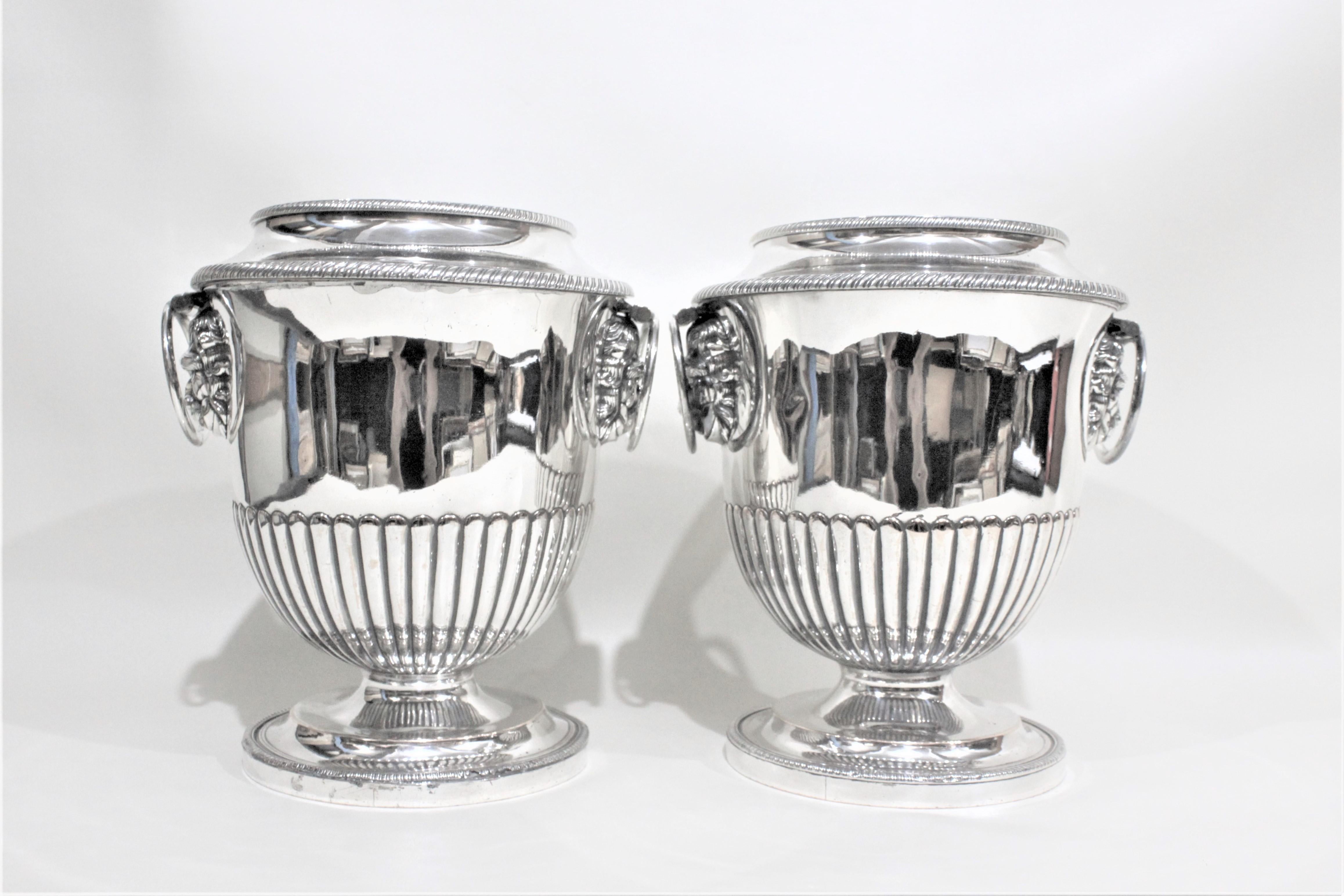 Pair of Antique Sheffield Regency Style Silver Plated Wine Coolers 1