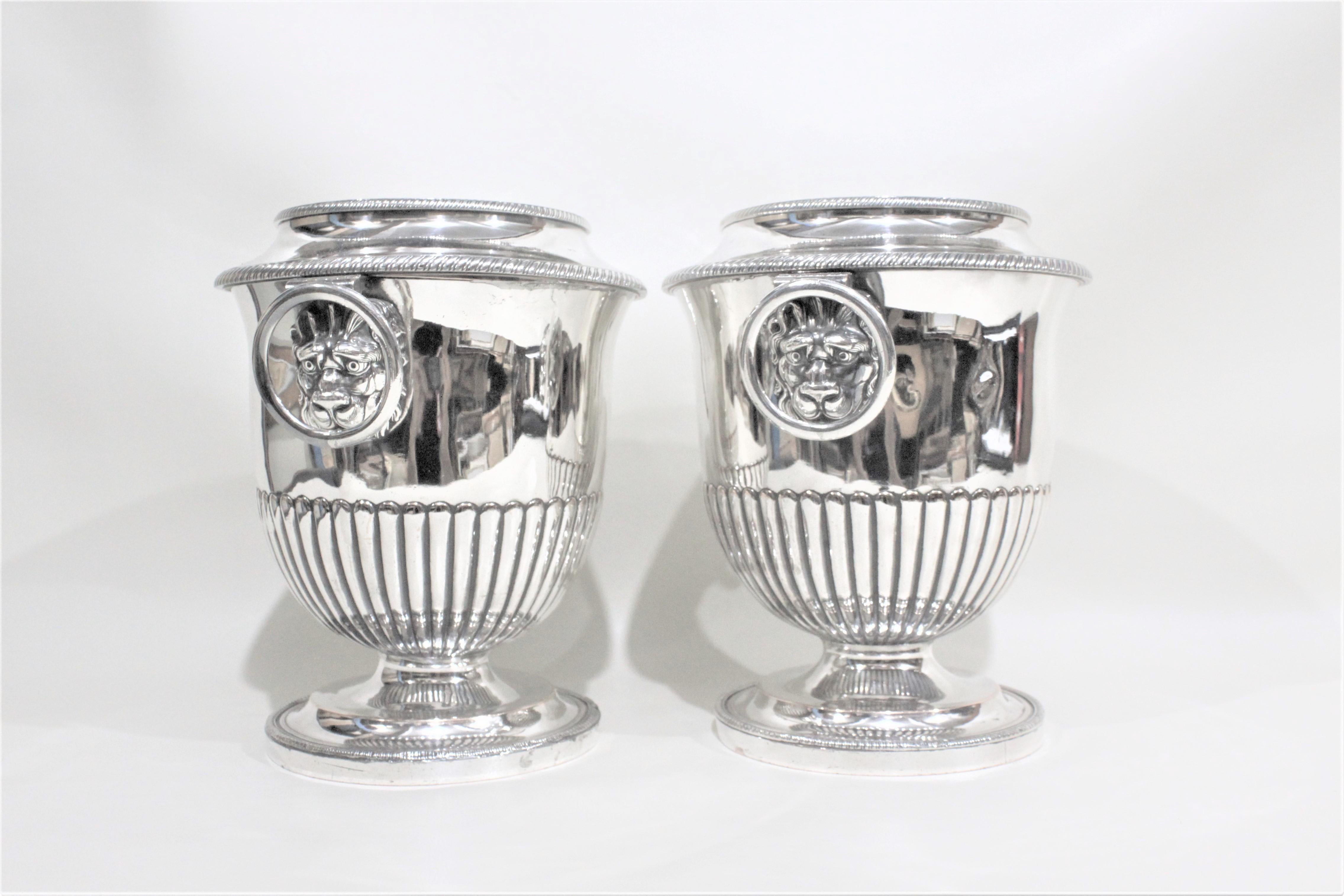 Pair of Antique Sheffield Regency Style Silver Plated Wine Coolers 2