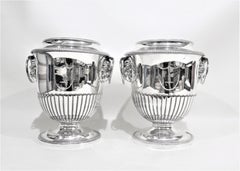 Pair of Antique Sheffield Regency Style Silver Plated Wine Coolers