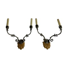 Pair of Antique Sheffield Silver Sconces in Regency Style