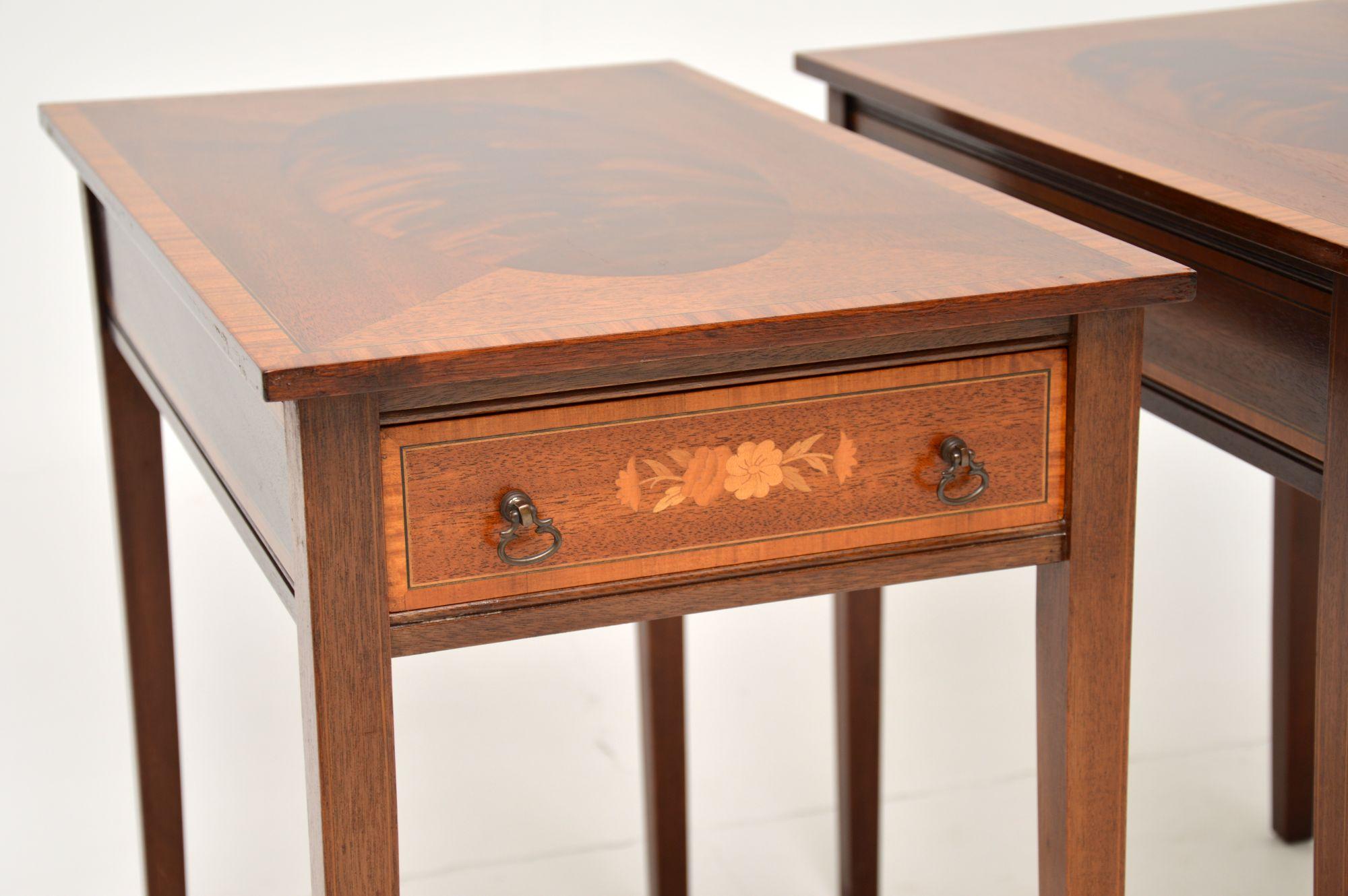 English Pair of Antique Sheraton Revival Side Tables
