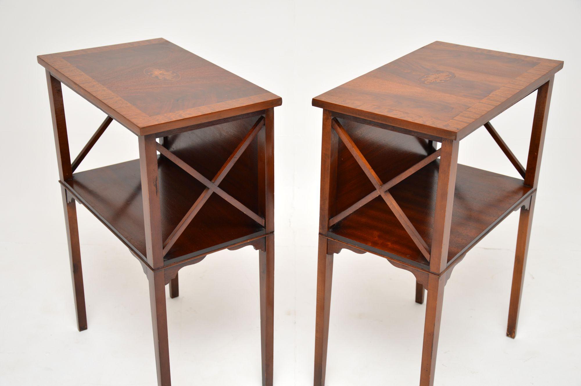 Pair of Antique Sheraton Style Inlaid Side Tables 4