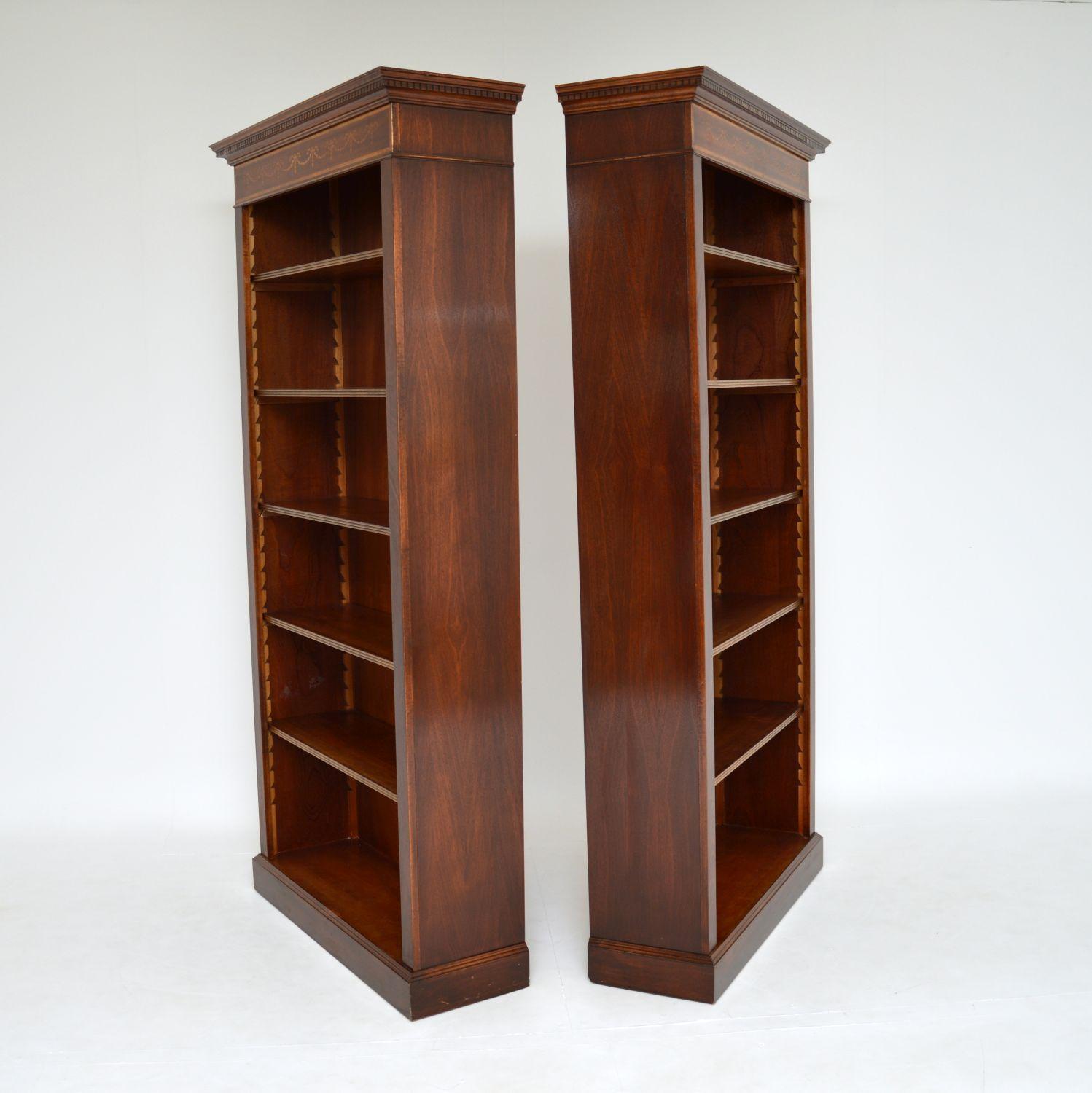 English Pair of Antique Sheraton Style Open Bookcases