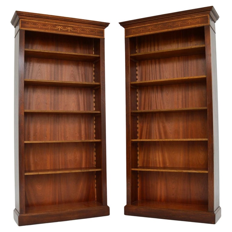 Pair of Antique Sheraton Style Open Bookcases at 1stDibs