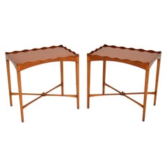 Pair of Antique Sheraton Style Satin Wood Side Tables