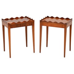 Pair of Retro Sheraton Style Yew Wood Side Tables