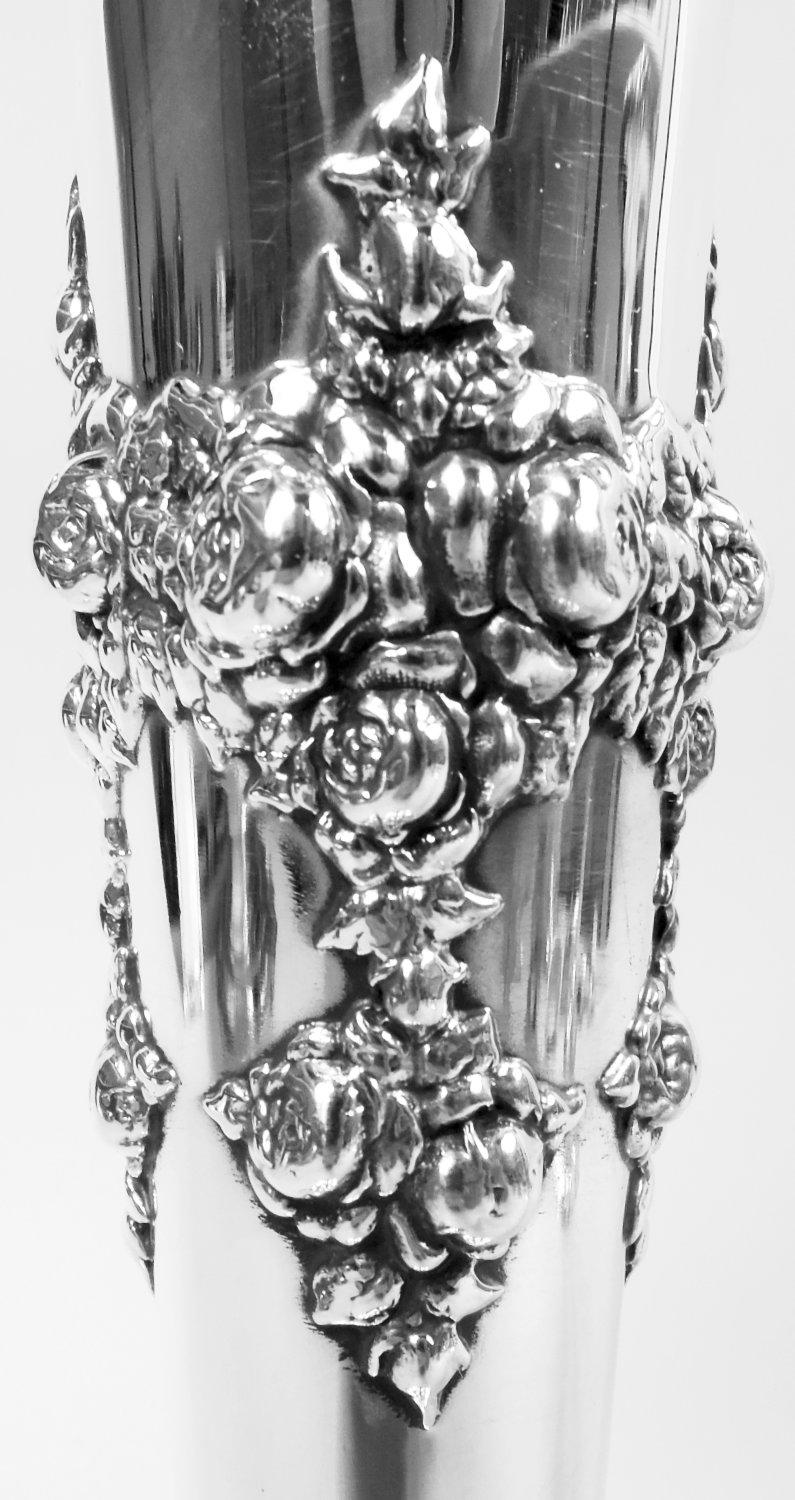Americano Coppia di vasi antichi Shiebler in stile liberty in argento sterling