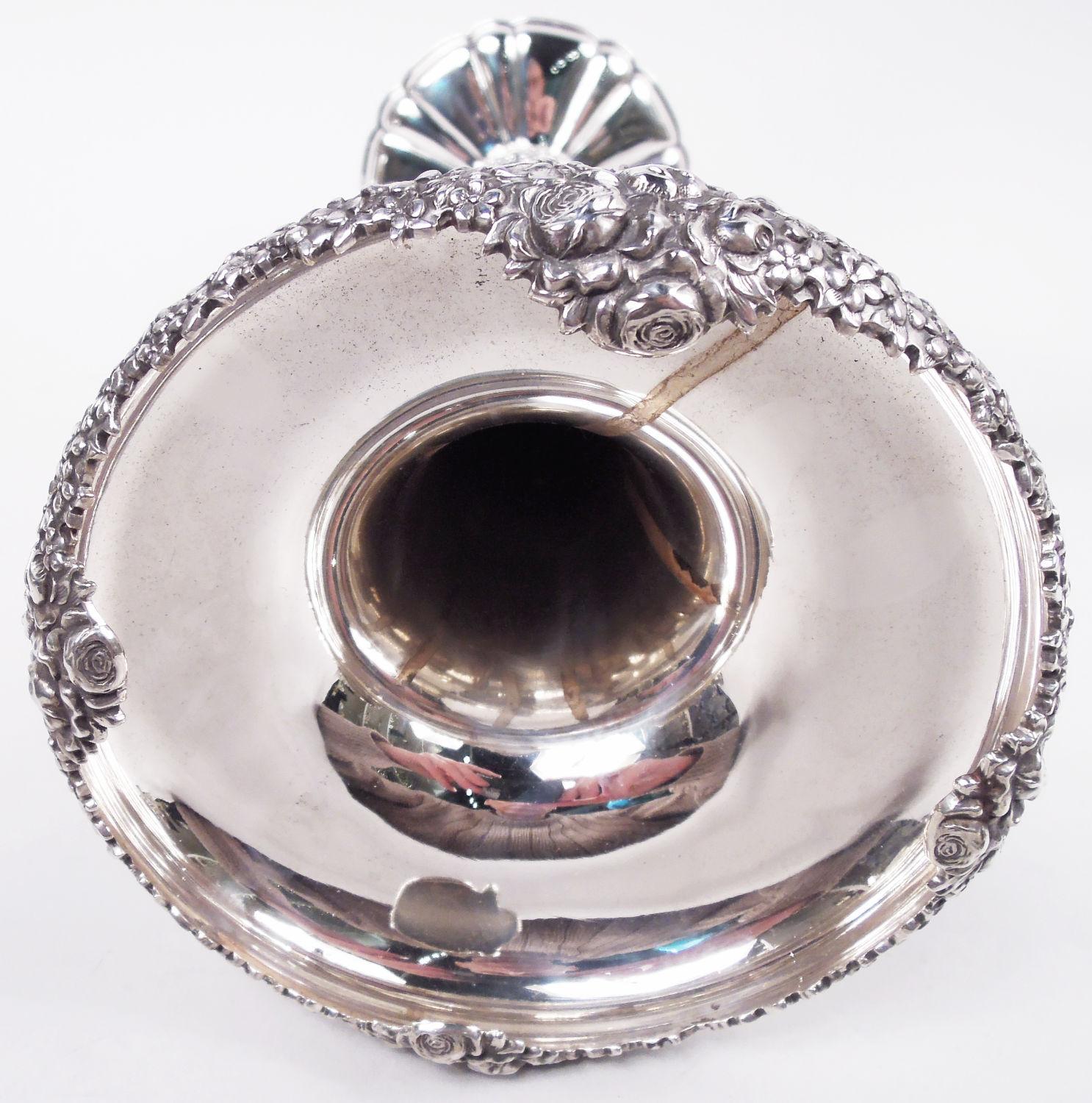XIX secolo Coppia di vasi antichi Shiebler in stile liberty in argento sterling