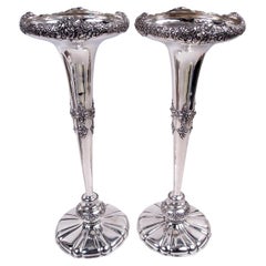 Pair of Antique Shiebler Art Nouveau Sterling Silver Vases