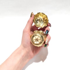 Pair of Antique Shiebler Gilt Sterling Silver Lily Pad Salt Cellars or Bowls