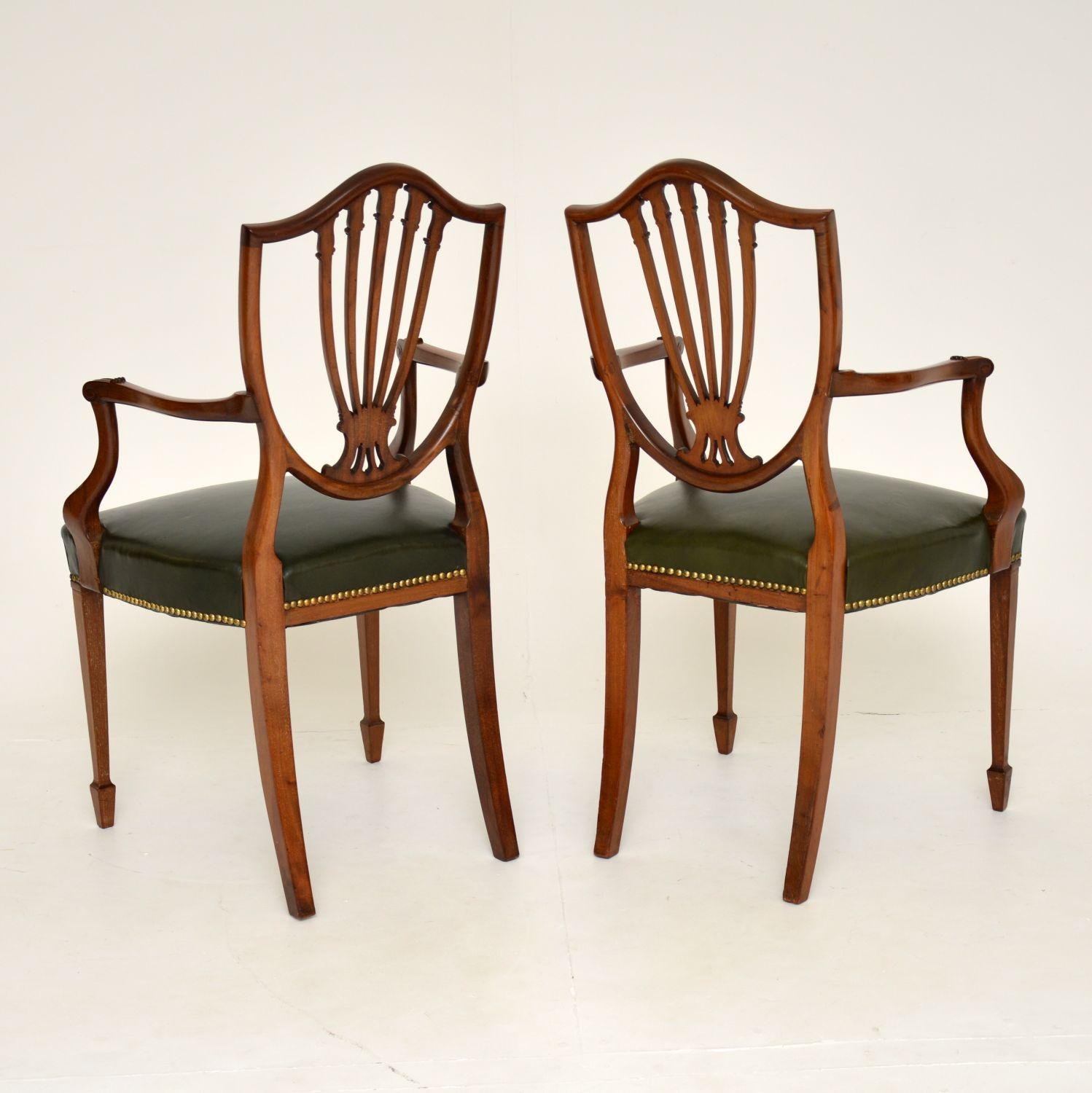 Pair of Antique Shield Back Carver Armchairs 3