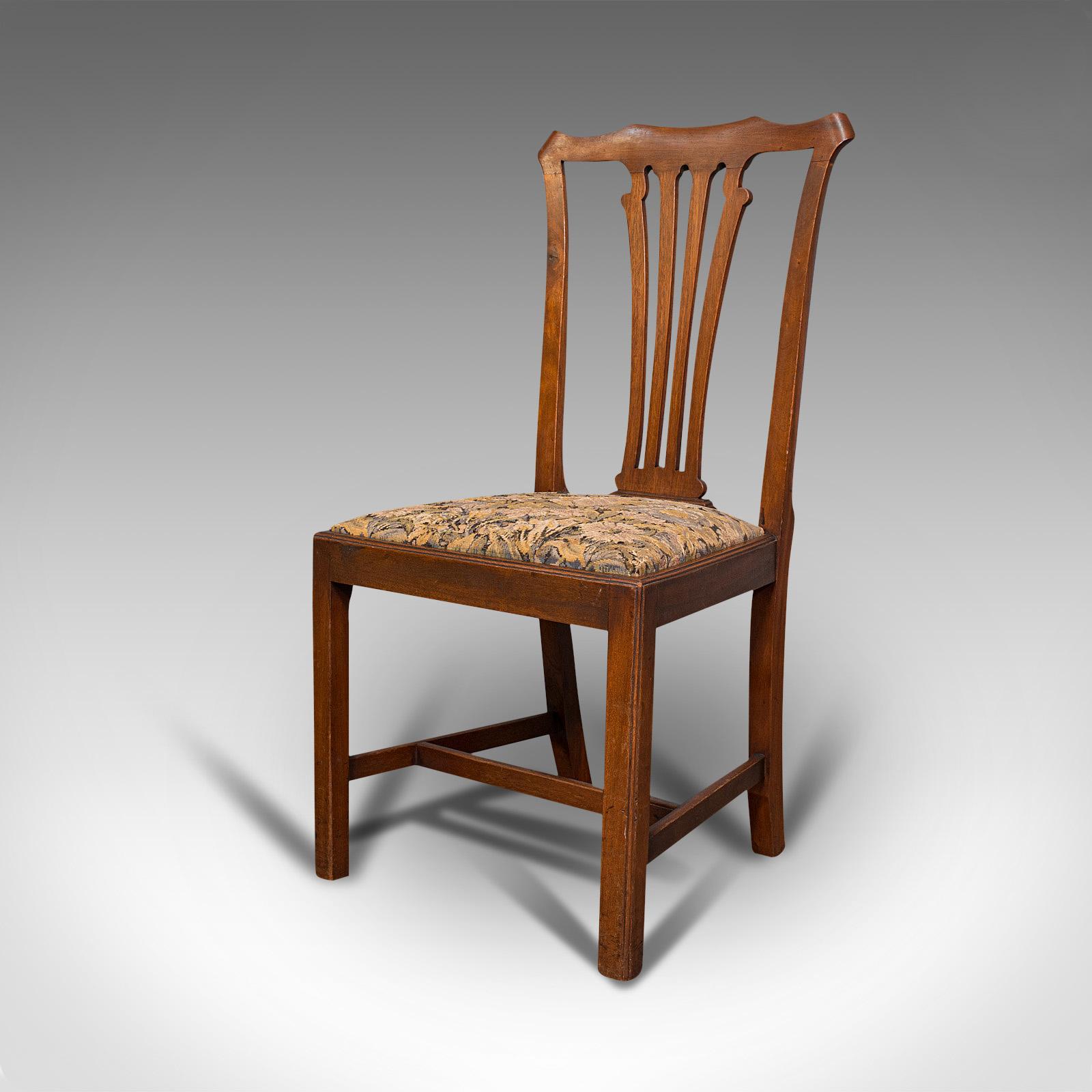 Late Victorian Pair of Antique Side Chairs, Mahogany, Hall, Dining Seat, Victorian, Circa 1900