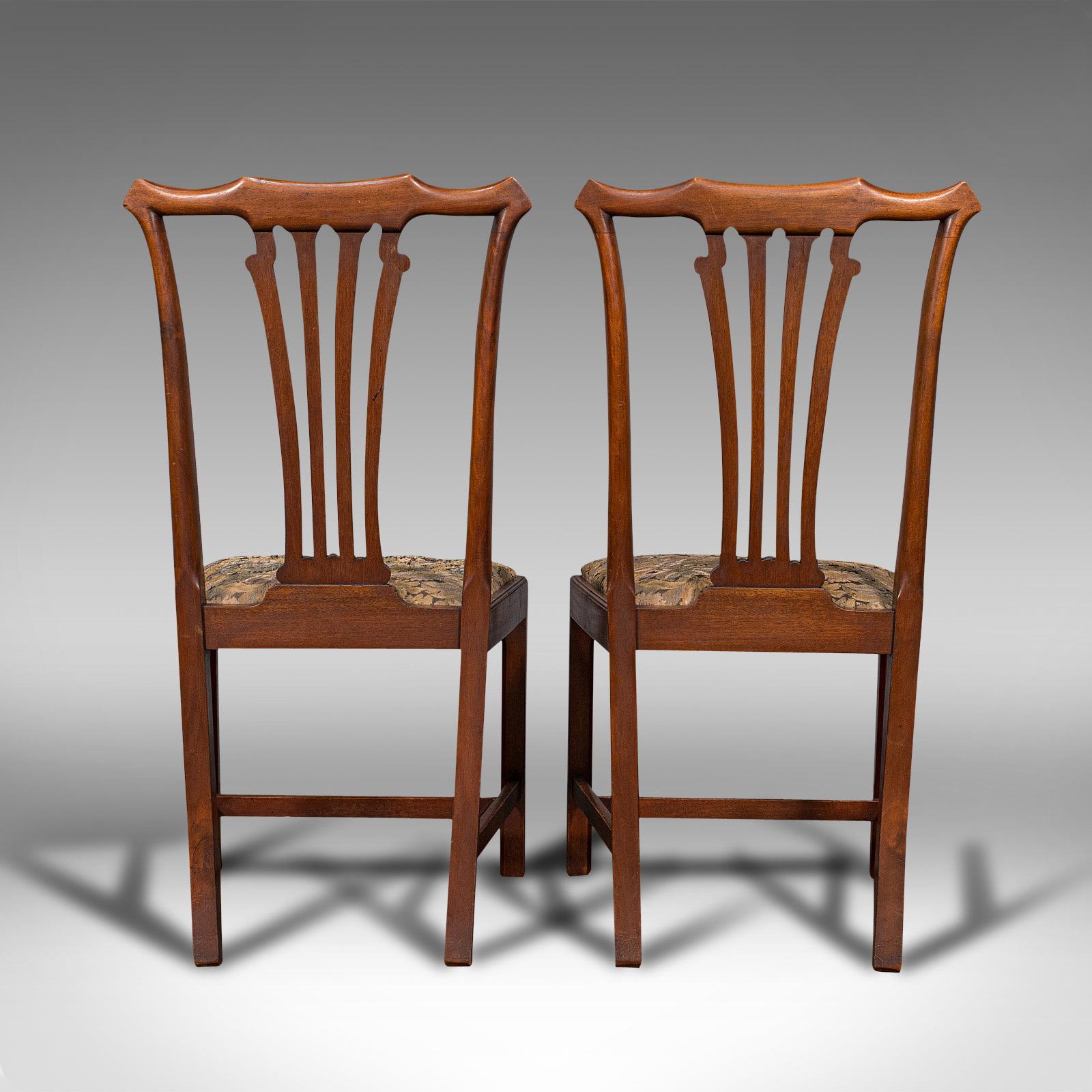 19th Century Pair of Antique Side Chairs, Mahogany, Hall, Dining Seat, Victorian, Circa 1900