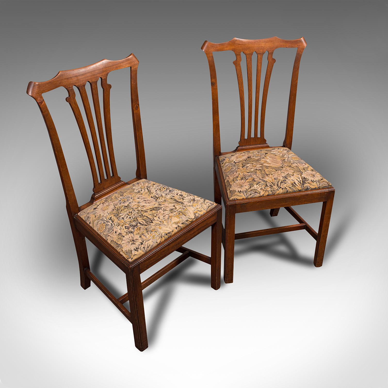 Pair of Antique Side Chairs, Mahogany, Hall, Dining Seat, Victorian, Circa 1900 1