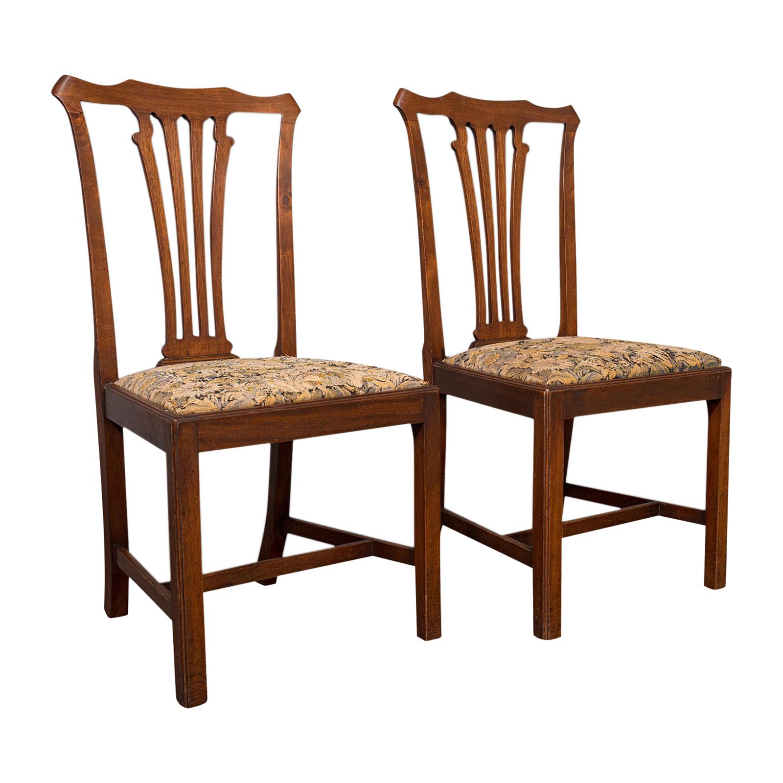 Pair of Antique Side Chairs, Mahogany, Hall, Dining Seat, Victorian, Circa 1900