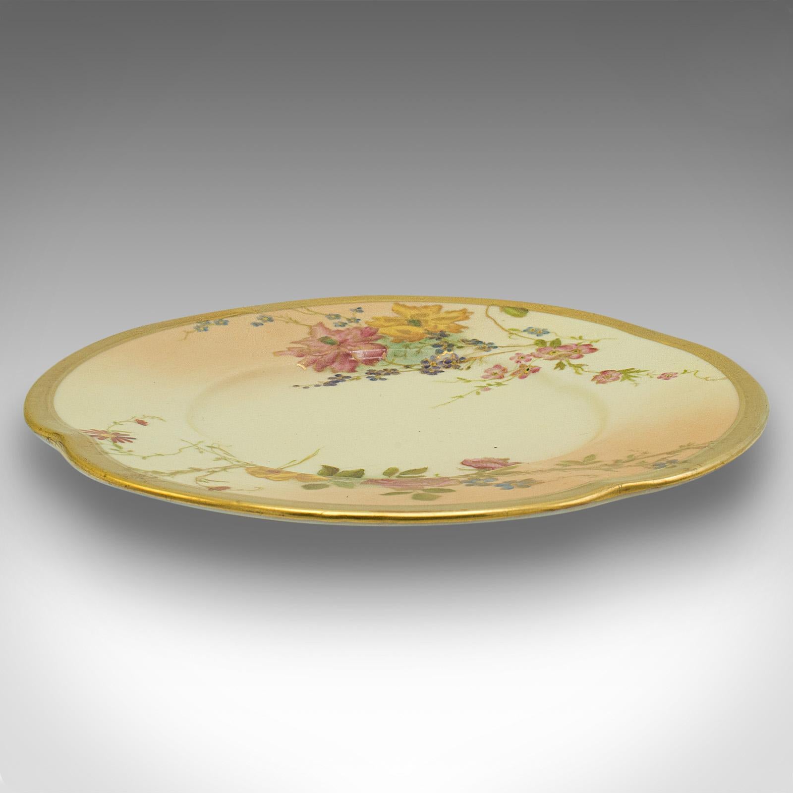 British Pair of Antique Side Plates, English, Ceramic, Decorative, Saucer, Victorian For Sale