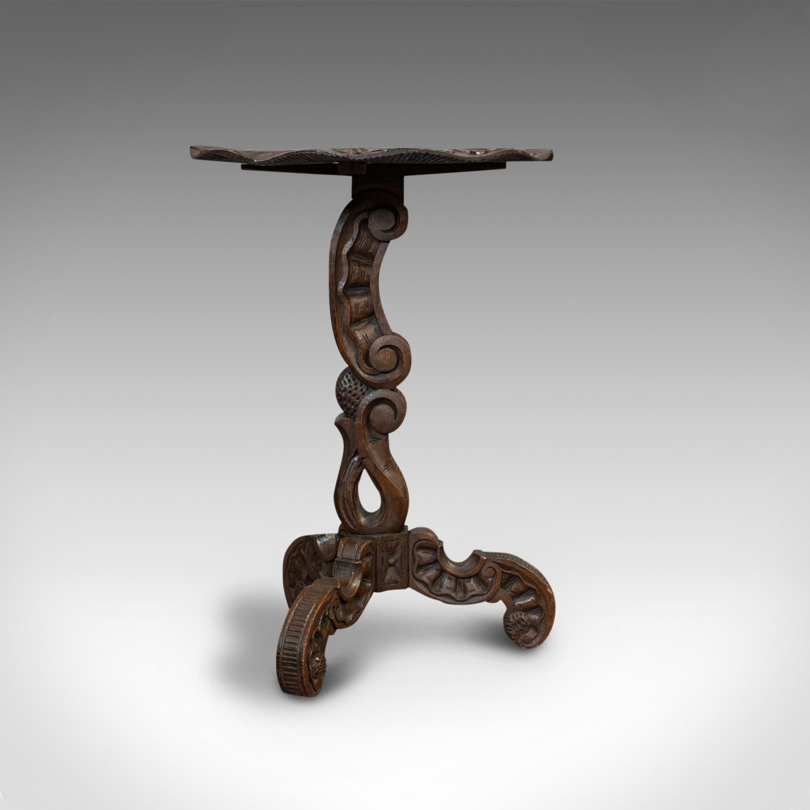 Late Victorian Pair of Antique Side Tables, Asian, Elm, Occasional, Wine Stand, Victorian, 1900