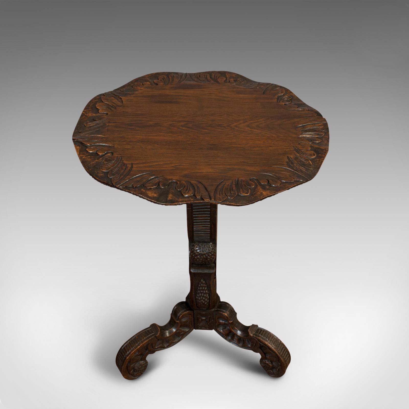 Pair of Antique Side Tables, Asian, Elm, Occasional, Wine Stand, Victorian, 1900 2
