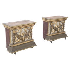 Pair of Antique Side Tables in Lacquered Wood