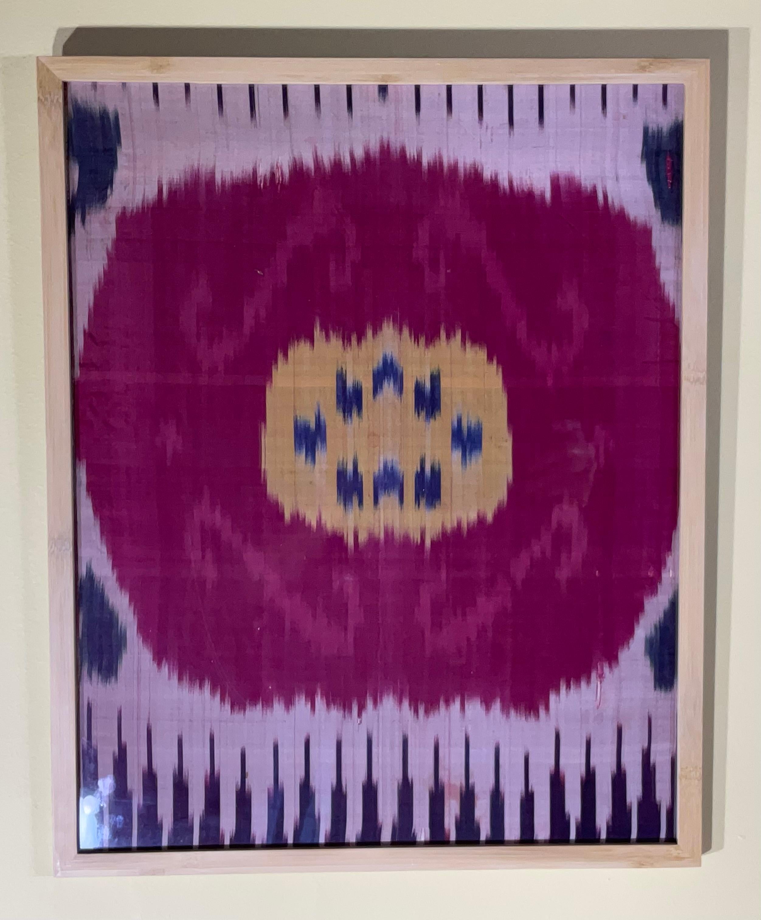 Hand-Crafted Pair Of Antique Silk Ikat Wall Hanging