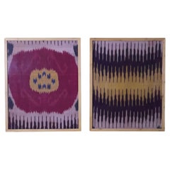 Pair Of Antique Silk Ikat Wall Hanging