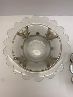 Pair of Antique Silver and Frosted Glass Decorative Compotes, 19th Century