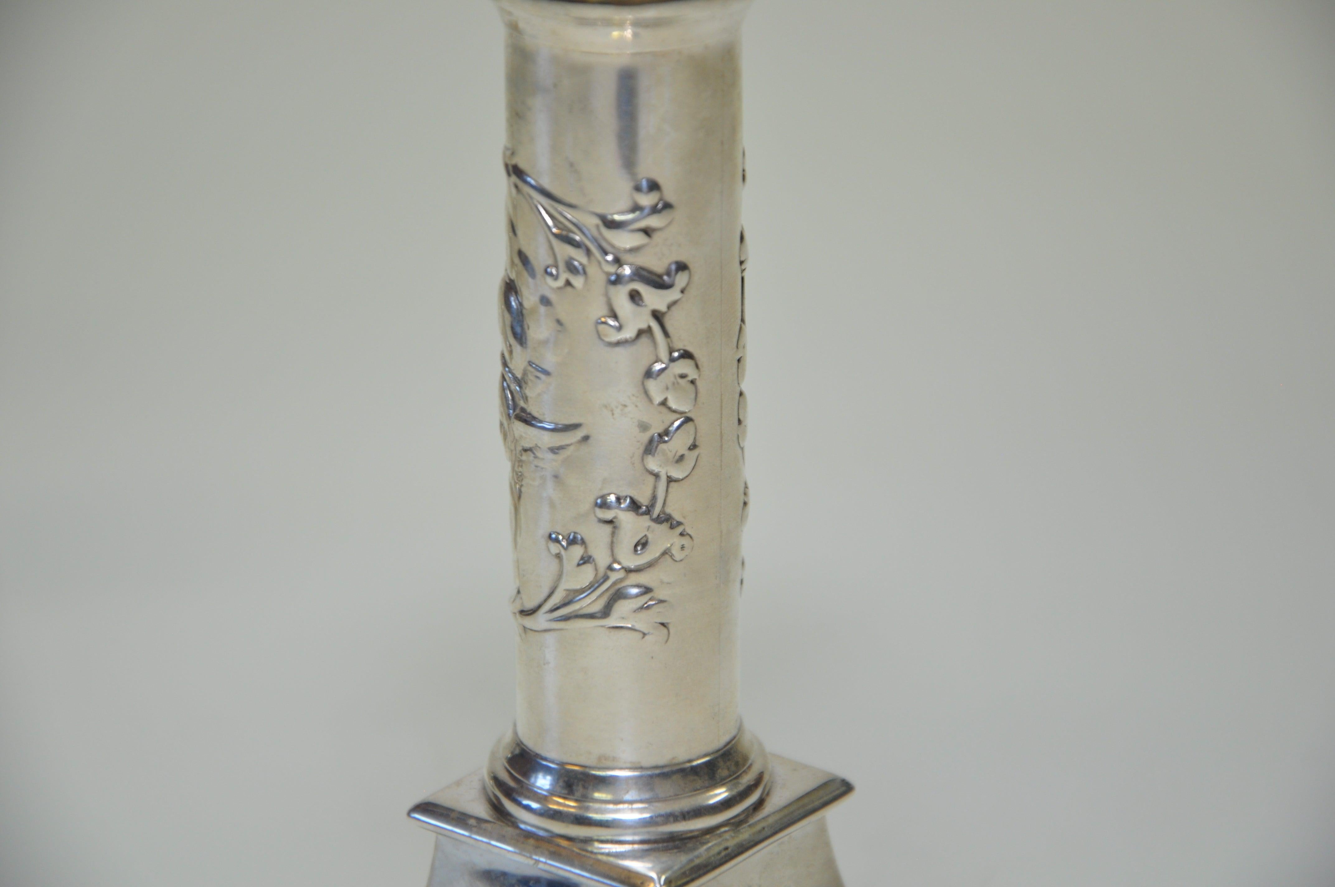 20th Century Pair of Antique Silver Angel Cherub Candlesticks