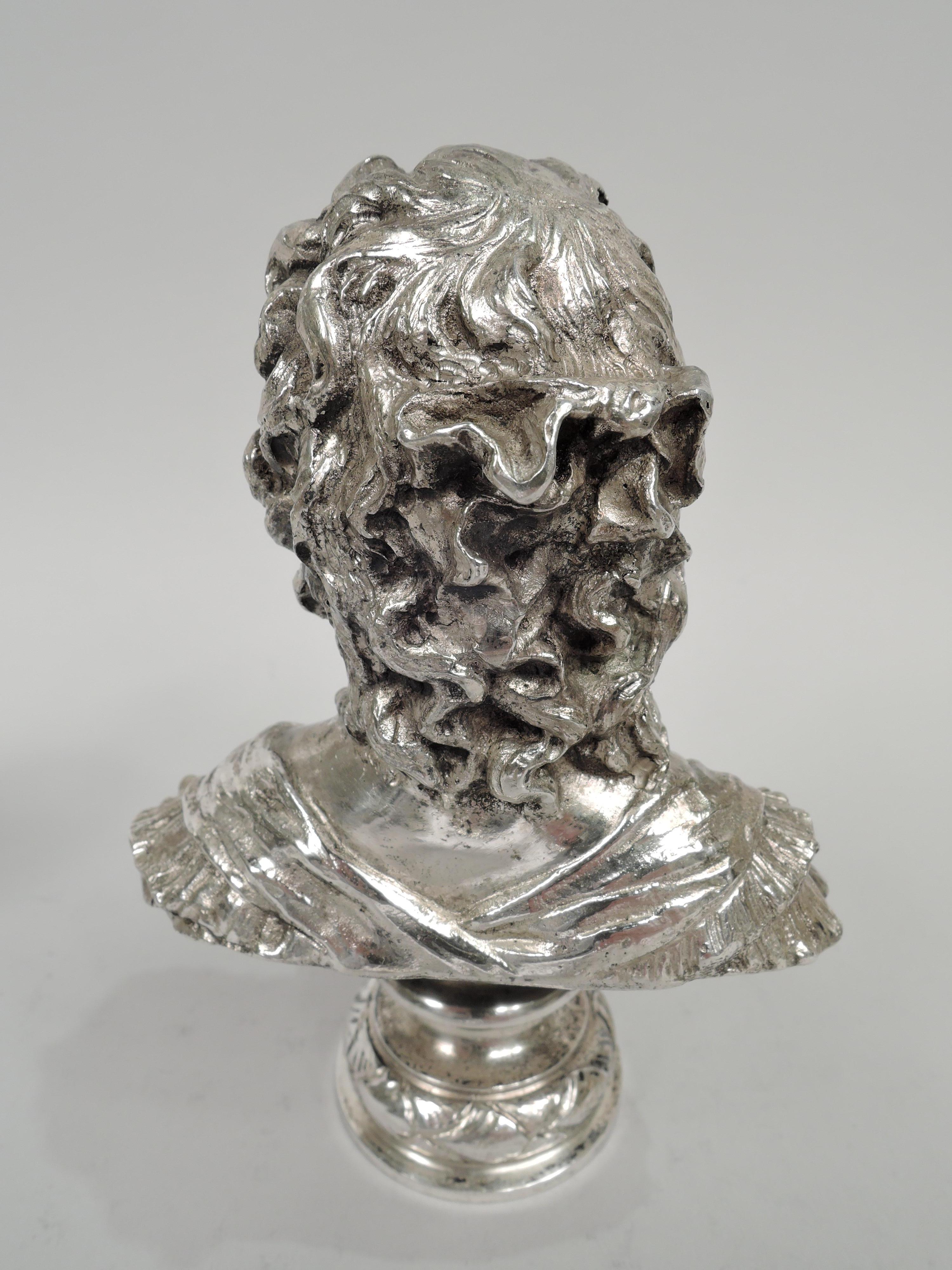 Pair of Antique Silver Busts of Ancien Regime Courtiers 1