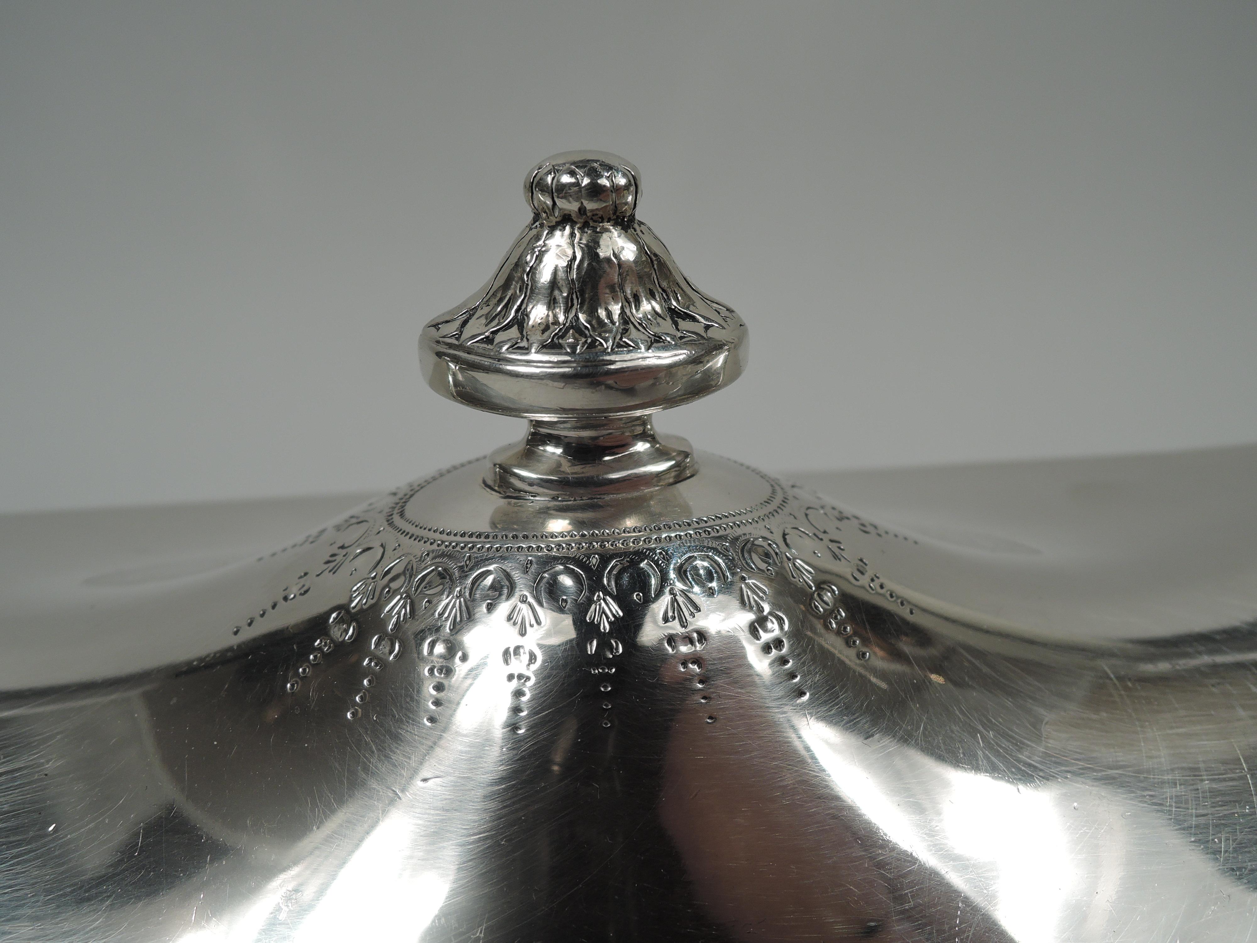 Late 18th Century Pair of Antique Silver English Georgian Neoclassical Tureens, 1785 For Sale