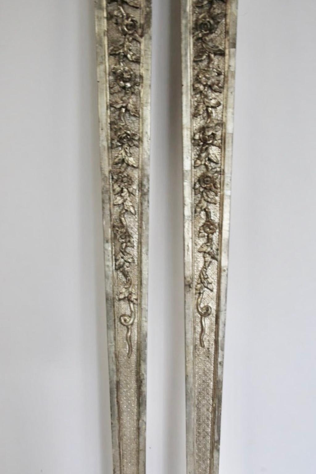 Pair of Antique Silver Giltwood Regency Style Pilasters For Sale 6