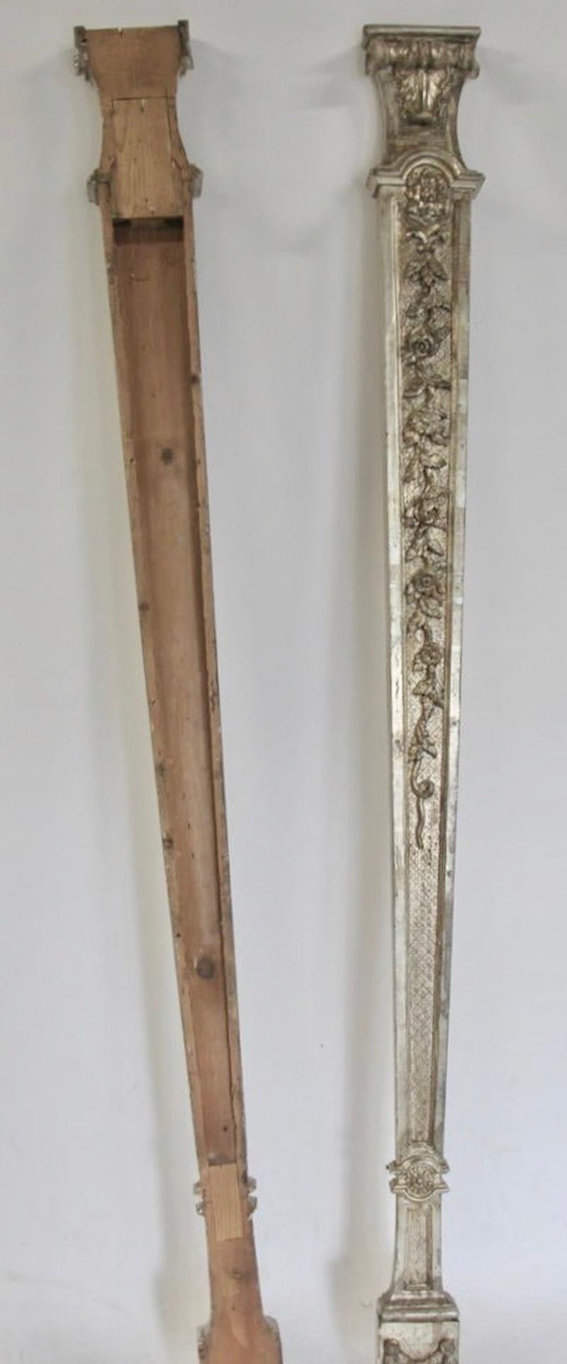 Pair of Antique Silver Giltwood Regency Style Pilasters For Sale 8