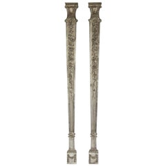 Pair of Antique Silver Giltwood Regency Style Pilasters