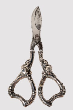 Pair of Antique Silver Grape Shears, Krusius Brothers, Germany Late 19th Century