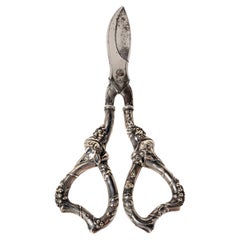 Pair of Used Silver Grape Shears, Krusius Brothers, Germany Late 19th Century