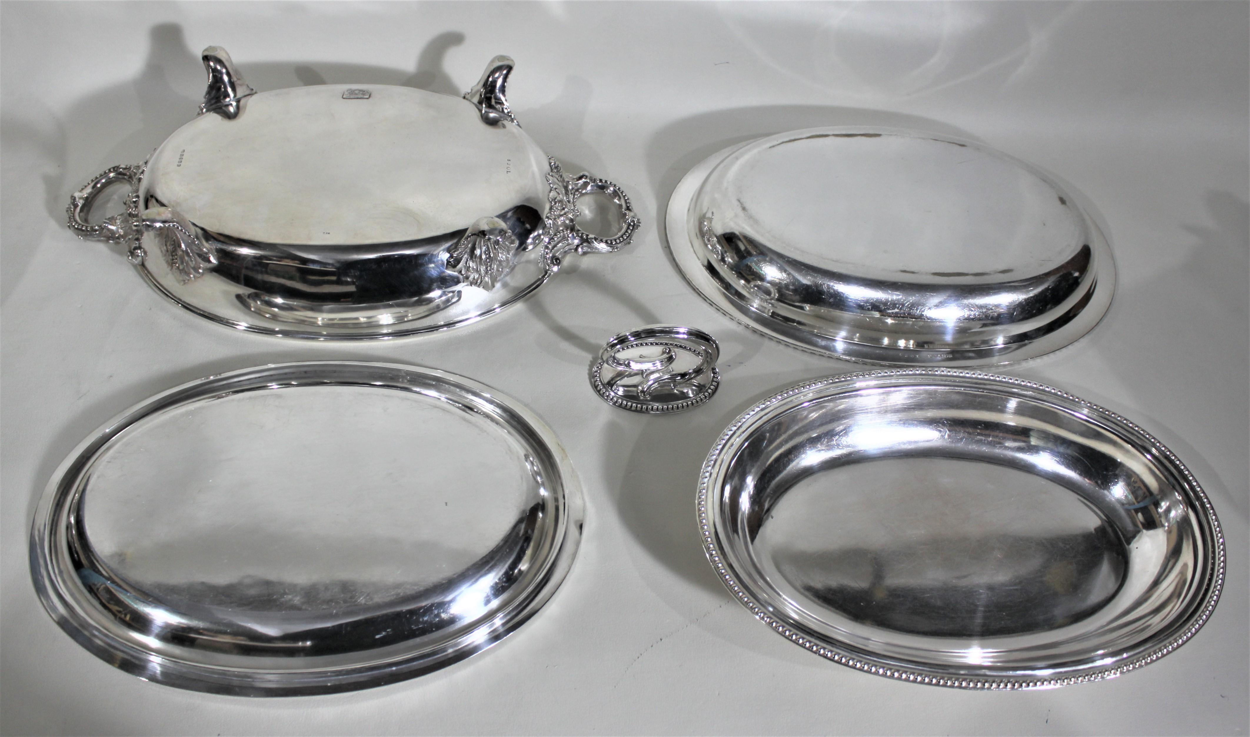 19th Century Pair of Antique Silver Plated Dixon & Sons Sheffield Covered Entree Servers For Sale