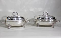 Pair of Antique Silver Plated Dixon & Sons Sheffield Covered Entree Servers