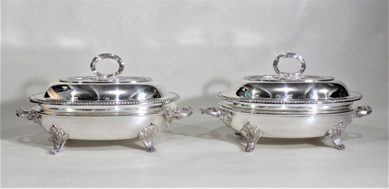 Late Victorian Pair of Antique Silver Plated Dixon & Sons Sheffield Covered Entree Servers For Sale