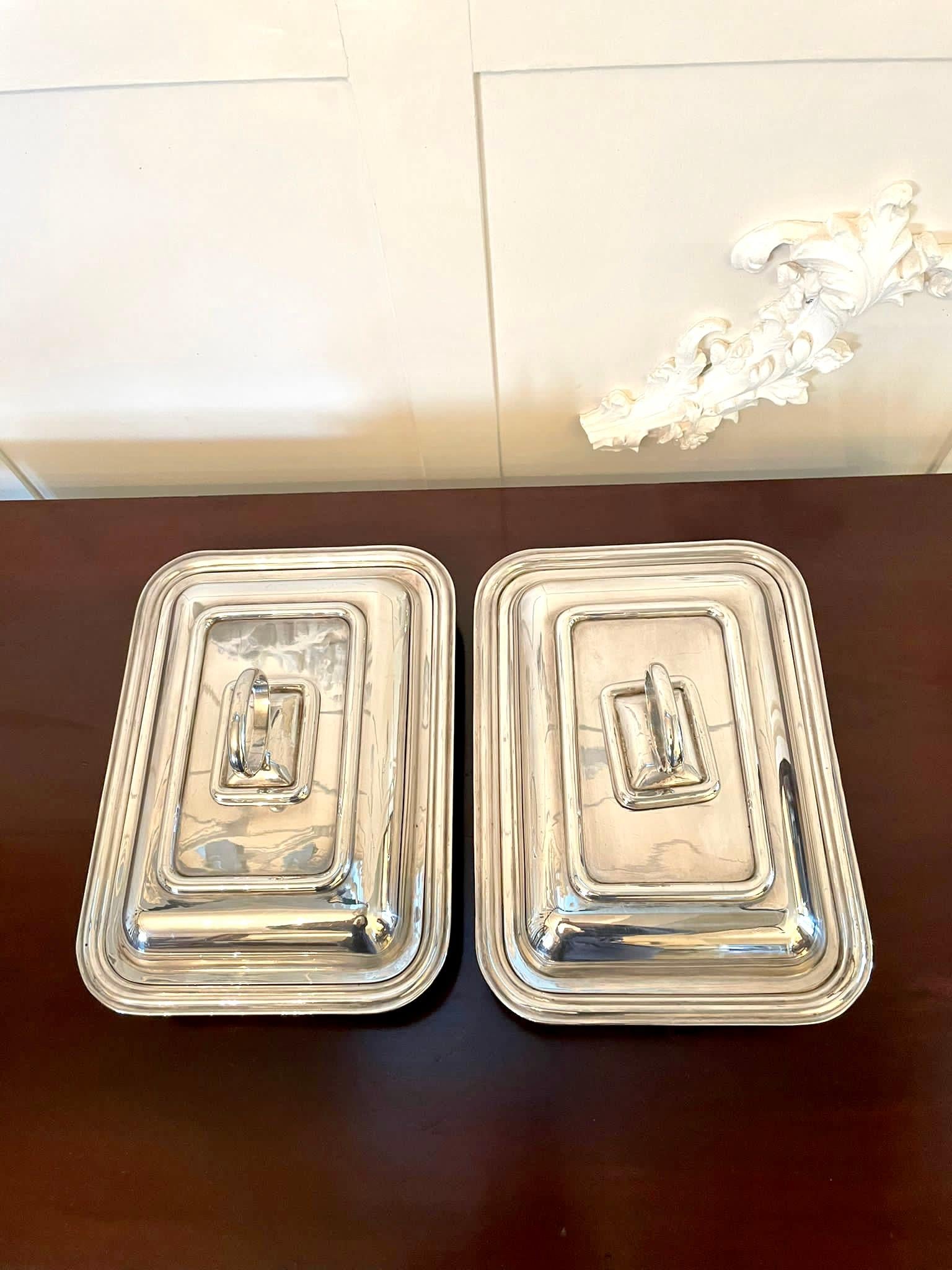 20th Century Pair of Antique Silver Plated Entrée Dishes