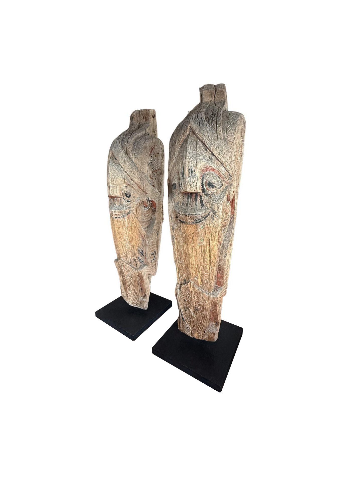Paire de sculptures anciennes Singa, Tribu Batak Sumatra, début du 20e siècle Bon état - En vente à Jimbaran, Bali