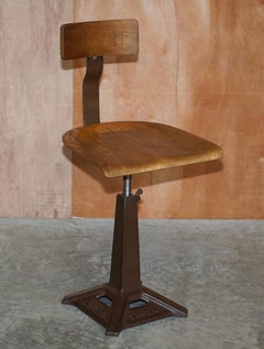 Pair of Antique Singer Sewing Machine Work Chairs Height Adjustable Bar Stools