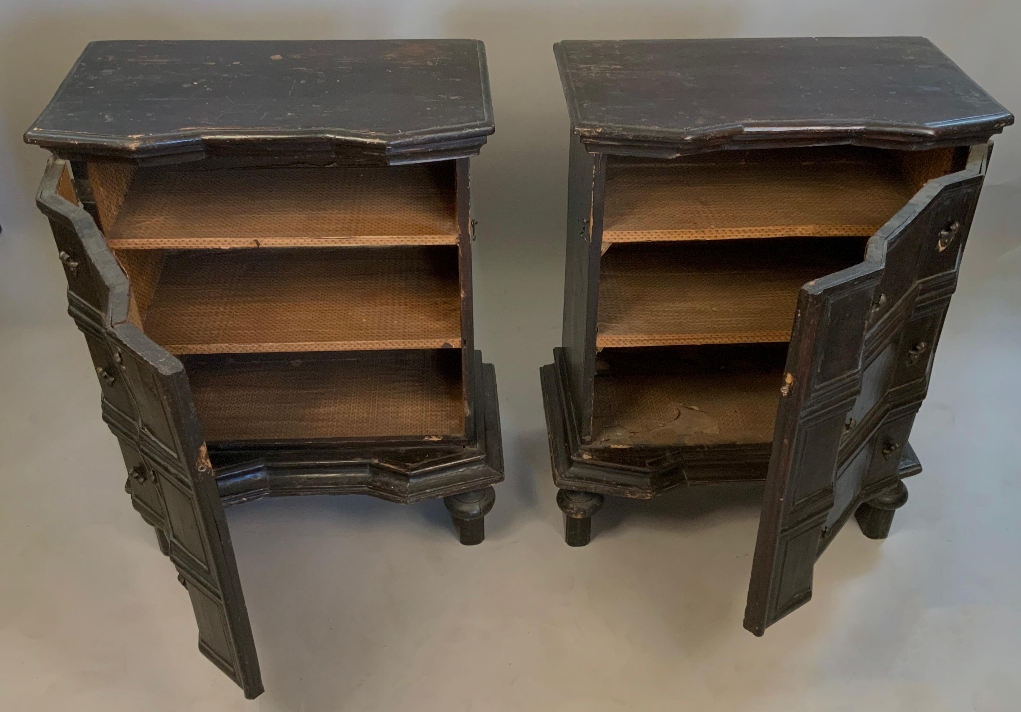 American Pair of Antique Single Door Cabinets, Faux Chests