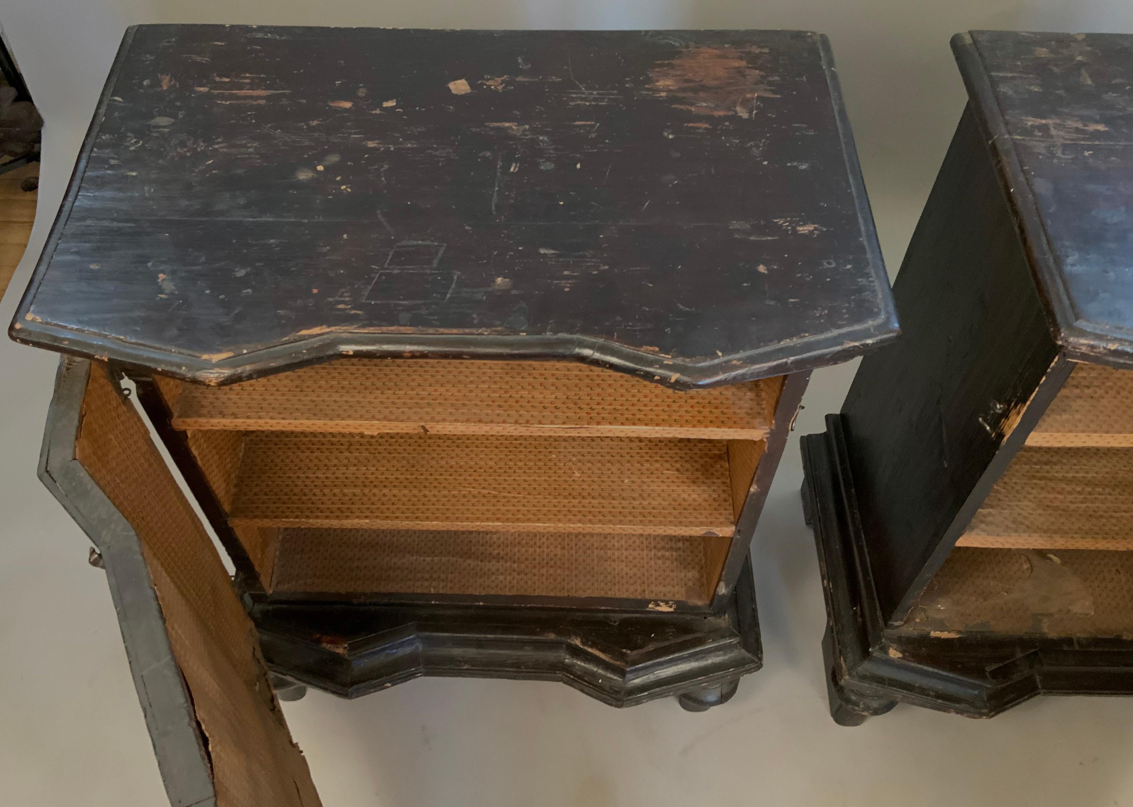 Pair of Antique Single Door Cabinets, Faux Chests 1