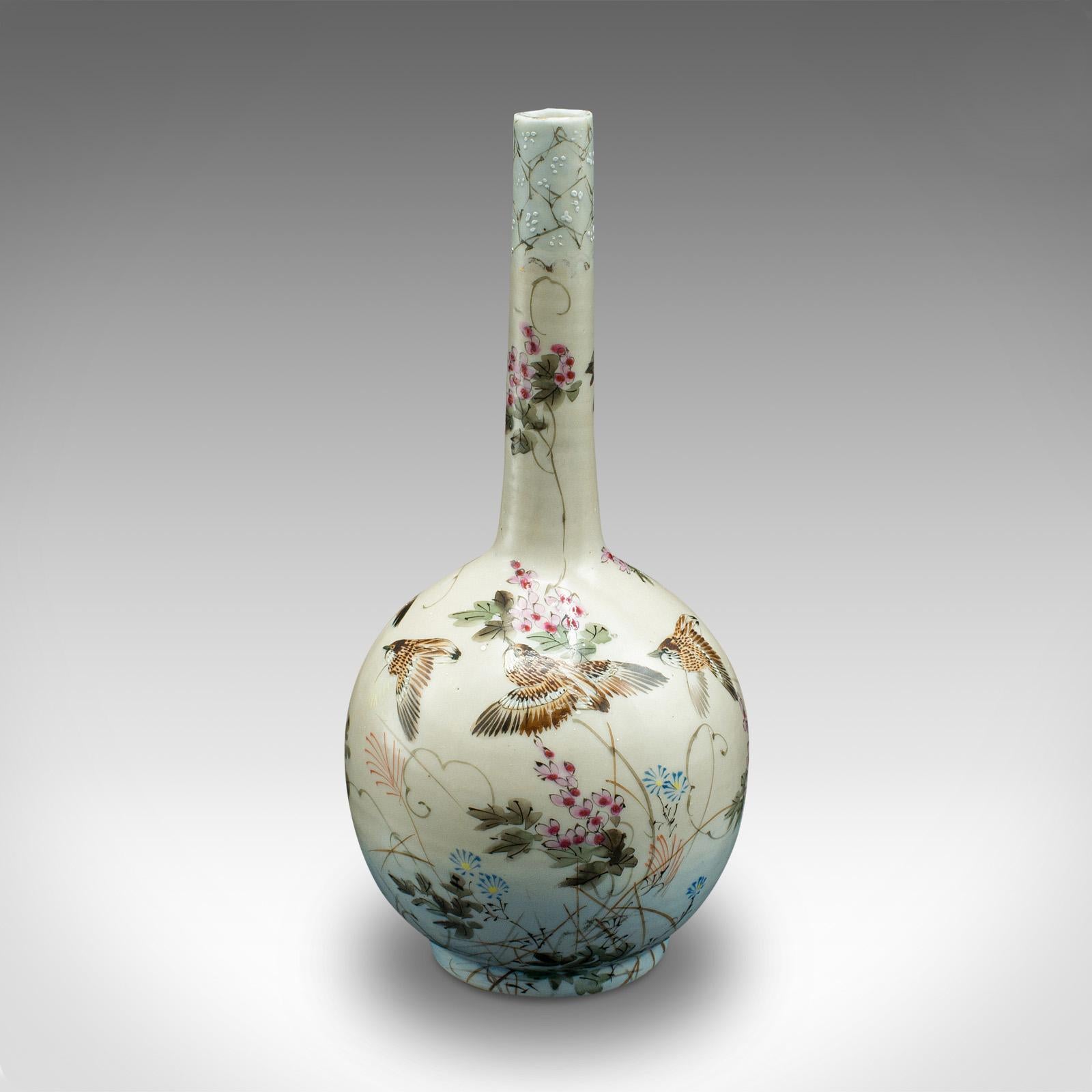 Pair Of Antique Single Stem Vases, Japanese, Ceramic, Meiji Period, Victorian For Sale 6