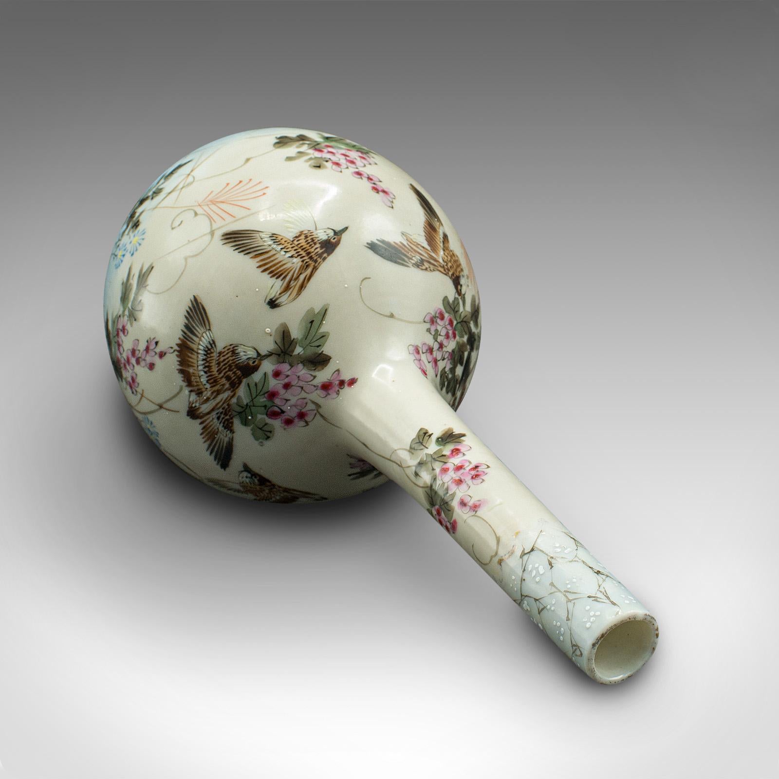 Pair Of Antique Single Stem Vases, Japanese, Ceramic, Meiji Period, Victorian For Sale 7