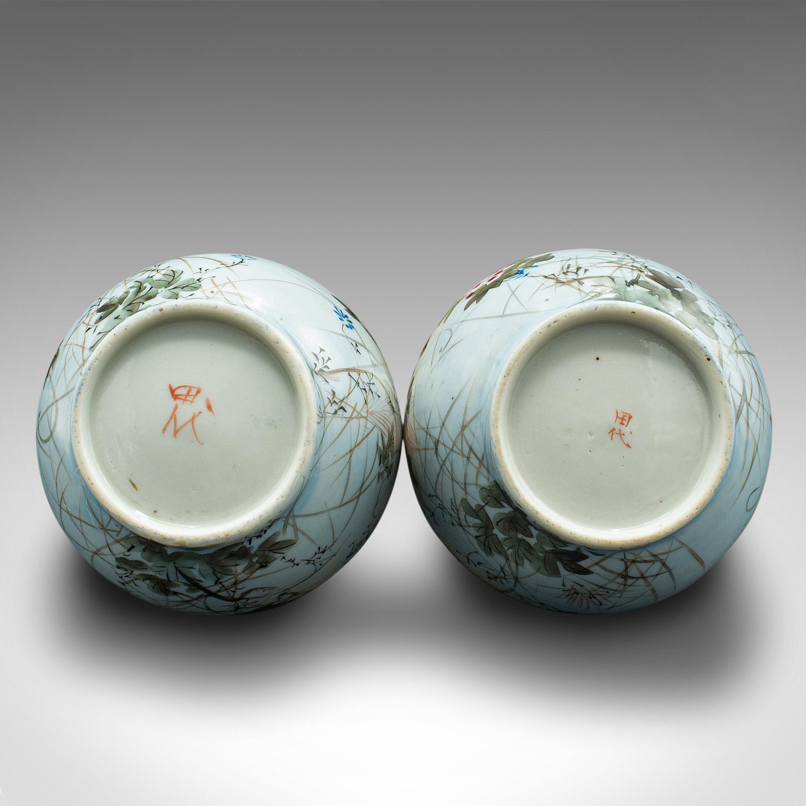 Pair Of Antique Single Stem Vases, Japanese, Ceramic, Meiji Period, Victorian For Sale 8