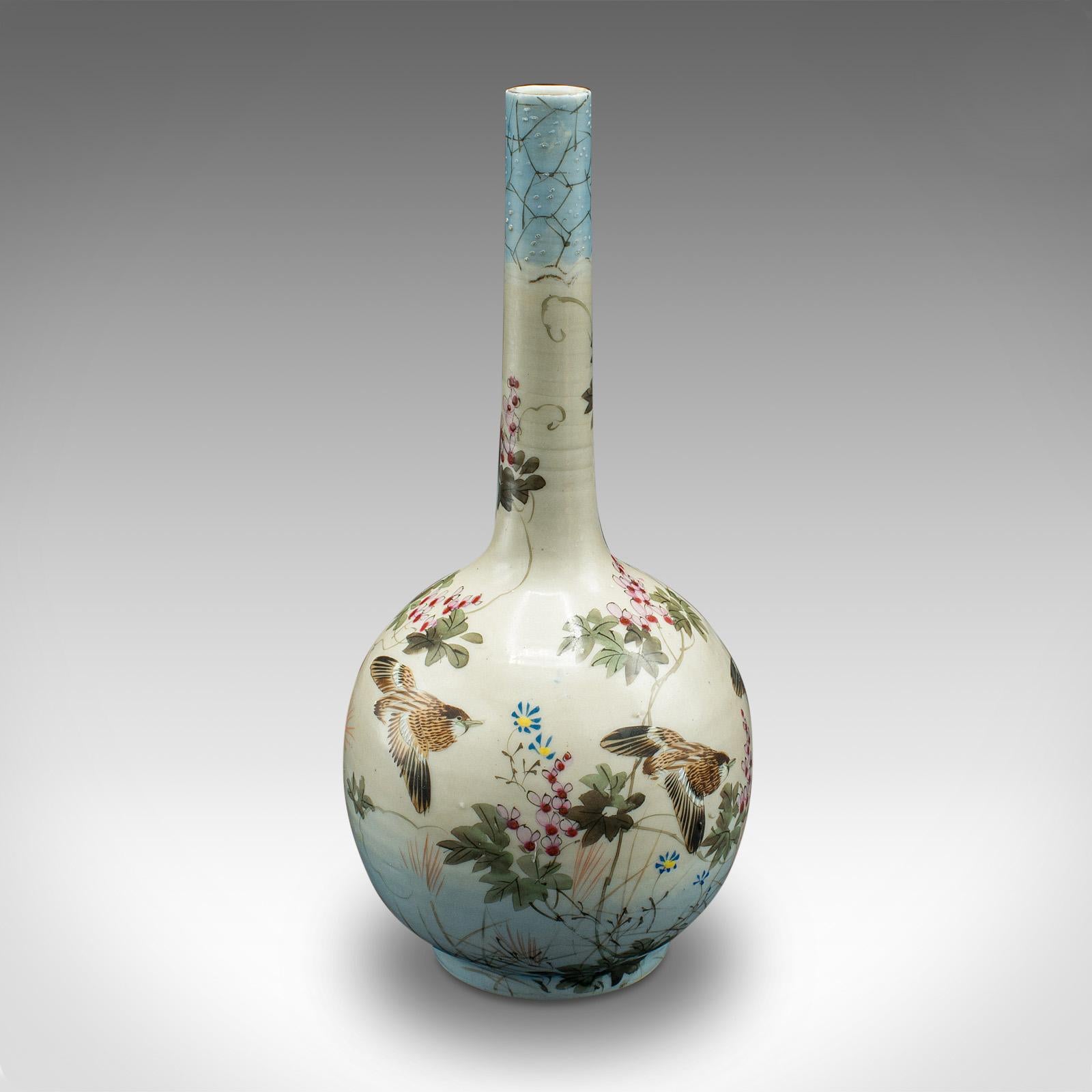 Pair Of Antique Single Stem Vases, Japanese, Ceramic, Meiji Period, Victorian In Good Condition For Sale In Hele, Devon, GB