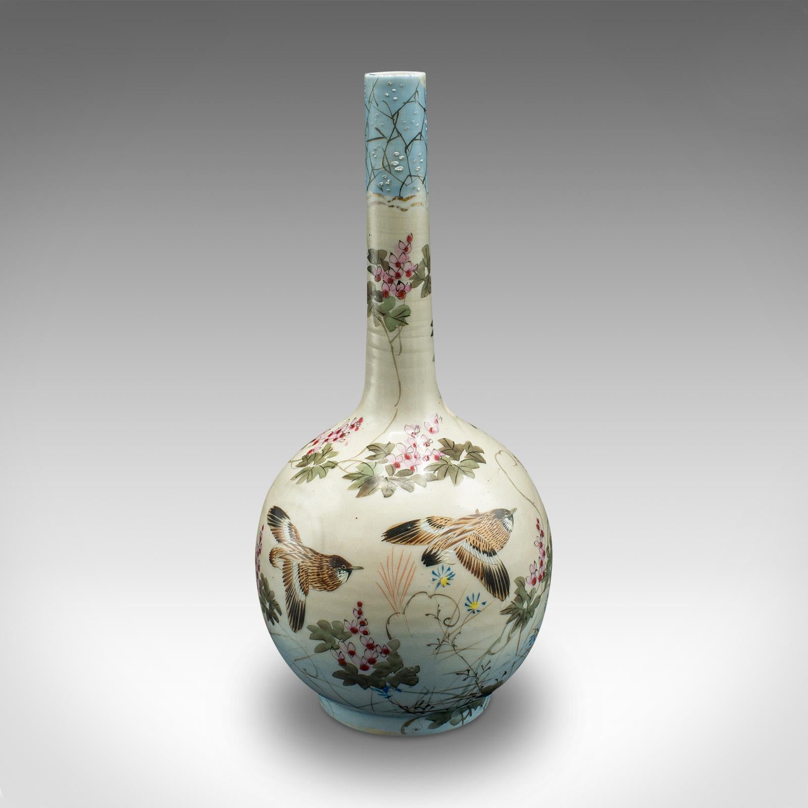Pair Of Antique Single Stem Vases, Japanese, Ceramic, Meiji Period, Victorian For Sale 2