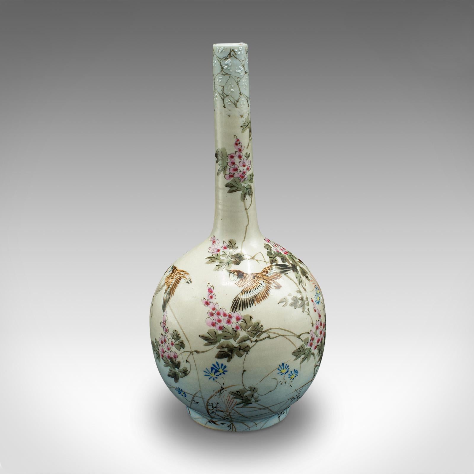 Pair Of Antique Single Stem Vases, Japanese, Ceramic, Meiji Period, Victorian For Sale 4