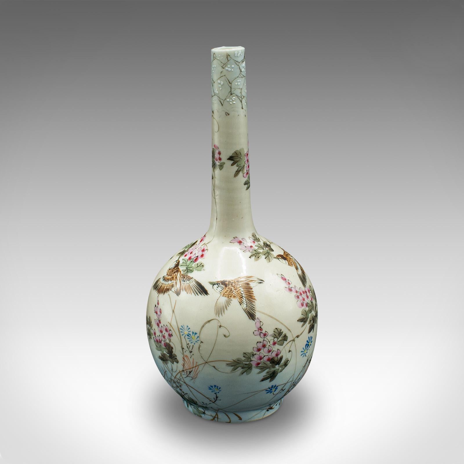 Pair Of Antique Single Stem Vases, Japanese, Ceramic, Meiji Period, Victorian For Sale 5